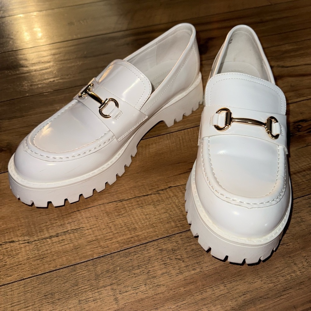 White chunky loafers